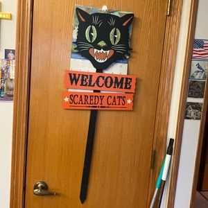 Vintage Black Cat Halloween Sign 🐈‍⬛